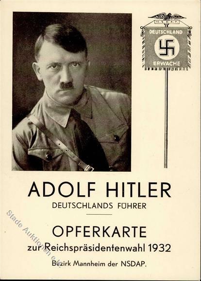 HITLER WK II - Opferkarte 1932 NSDAP MANNHEIM - Keine Ak I - Oorlog 1939-45