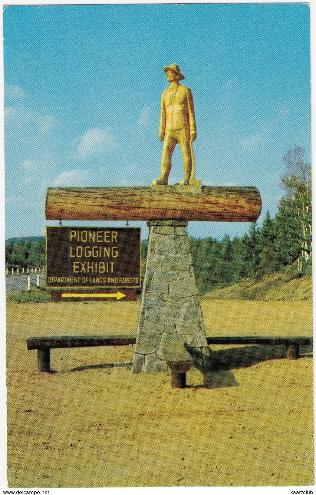 'Pioneer Logging Exhibit' Roadsign - Logging Museum, Alonquin Provincial Park, Ontario, Canada - North Bay