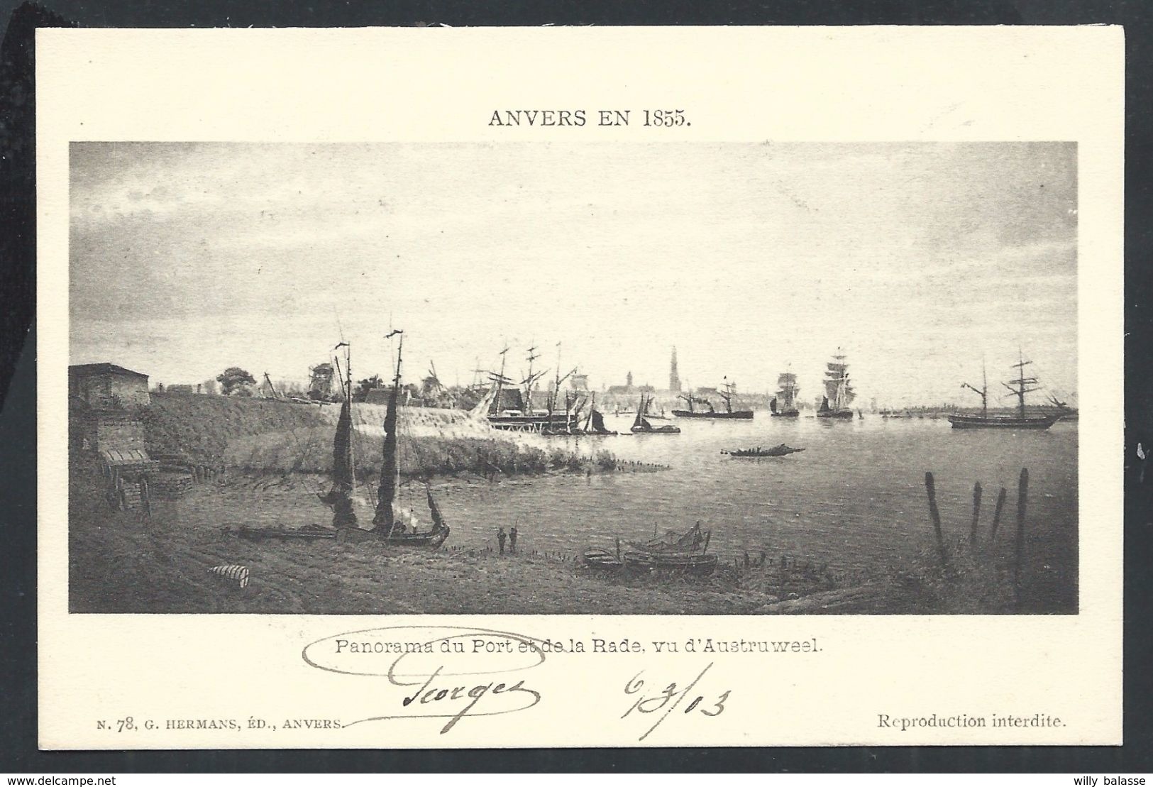+++ CPA - ANVERS En 1855 - ANTWERPEN - Panorama Du Port Et De La Rade Vu D'Austruweel   // - Antwerpen
