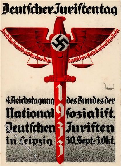 LEIPZIG WK II - DEUTSCHER JURISTENTAG 1933 Sign. Künstlerkarte I-II - Guerra 1939-45