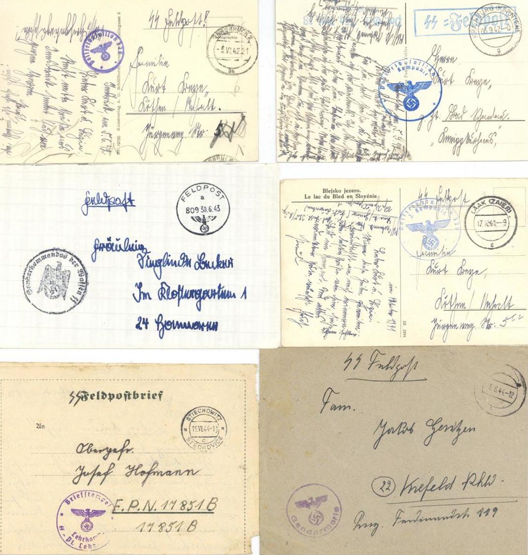 SS-FELDPOST - LOT Von 9 Versch. SS-Feldpost-Briefen Und Karten Aus 1941-1944, U.a. Polizei, Waffen-SS Usw. I-II - Oorlog 1939-45