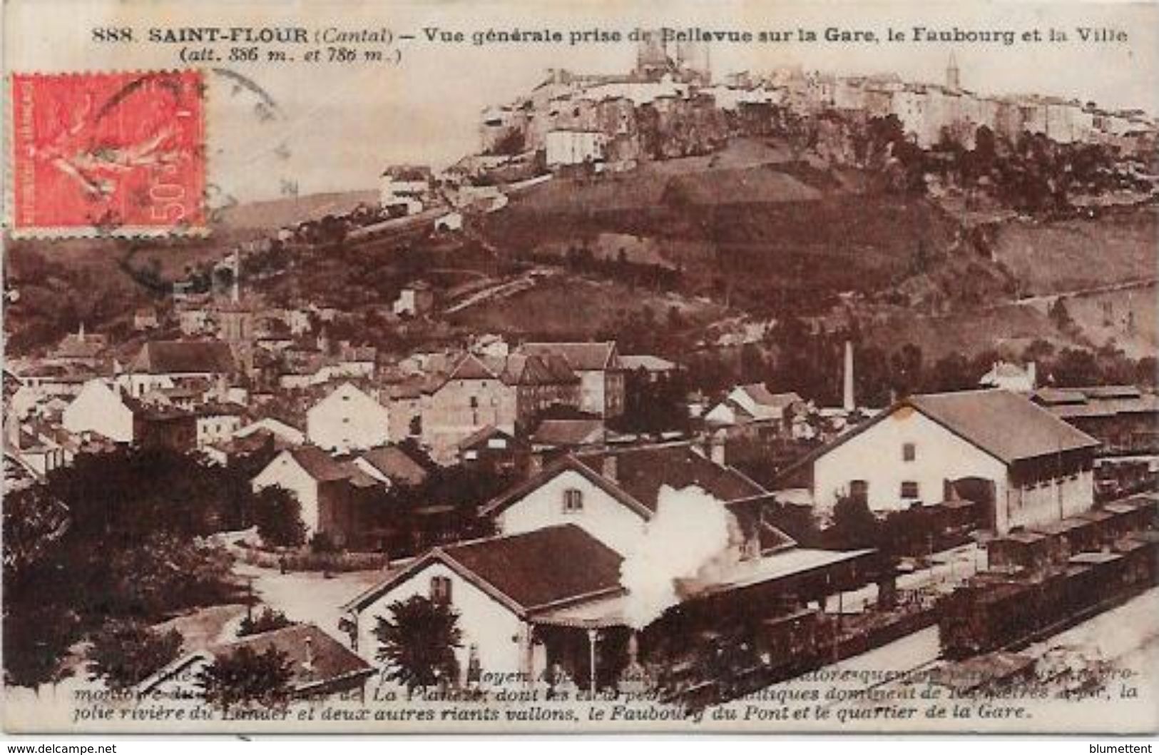 CPA Saint FLOUR Cantal Auvergne Circulé Gare Train Chemin De Fer - Saint Flour