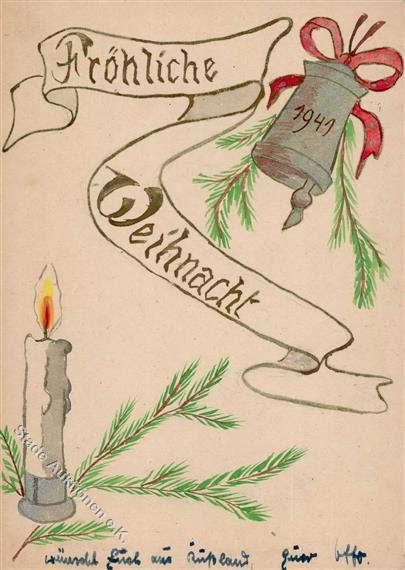 Weihnacht Im Feld WK II Handgemalt I-II - Oorlog 1939-45