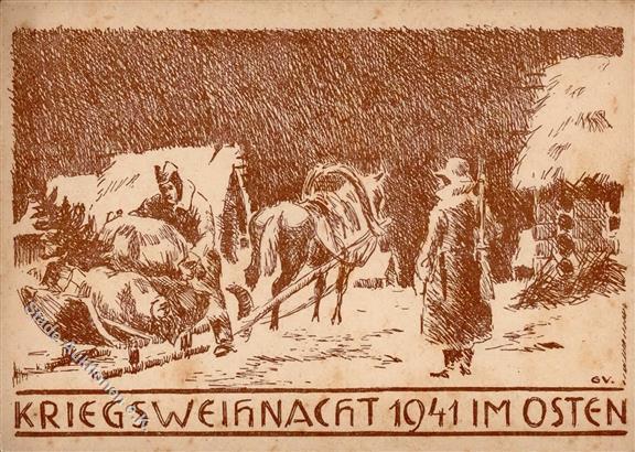 Weihnacht Im Feld WK II Im Osten  Künstlerkarte I-II (fleckig) - Oorlog 1939-45
