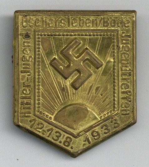 WK II Anstecknadel Jugendtreffen Hitler-Jugend Oschersleben/Bode 1933 I-II - Oorlog 1939-45
