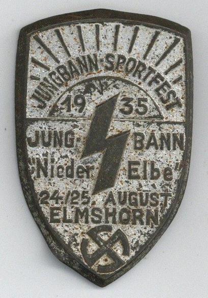 WK II Anstecknadel Jungbann Sportfest Jungbann Niederelbe Elmshorn 1935 II - Oorlog 1939-45