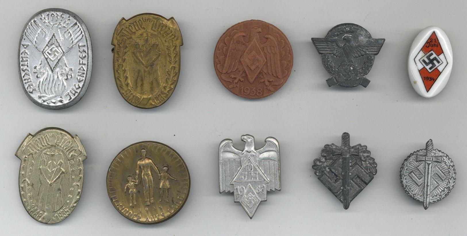 WK II Anstecknadel Lot Mit 10 Stück U.a. HJ, Saarbefreiung I-II - Oorlog 1939-45