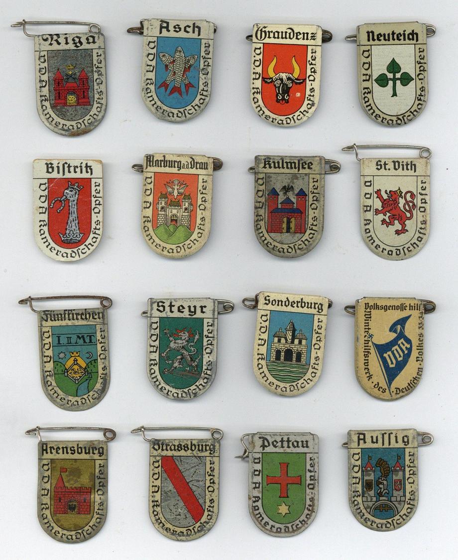 WK II Anstecknadel VDA Lot Mit 34 Stück Dabei Riga Und Graudenz I-II (teils Ohne Nadel) - Oorlog 1939-45