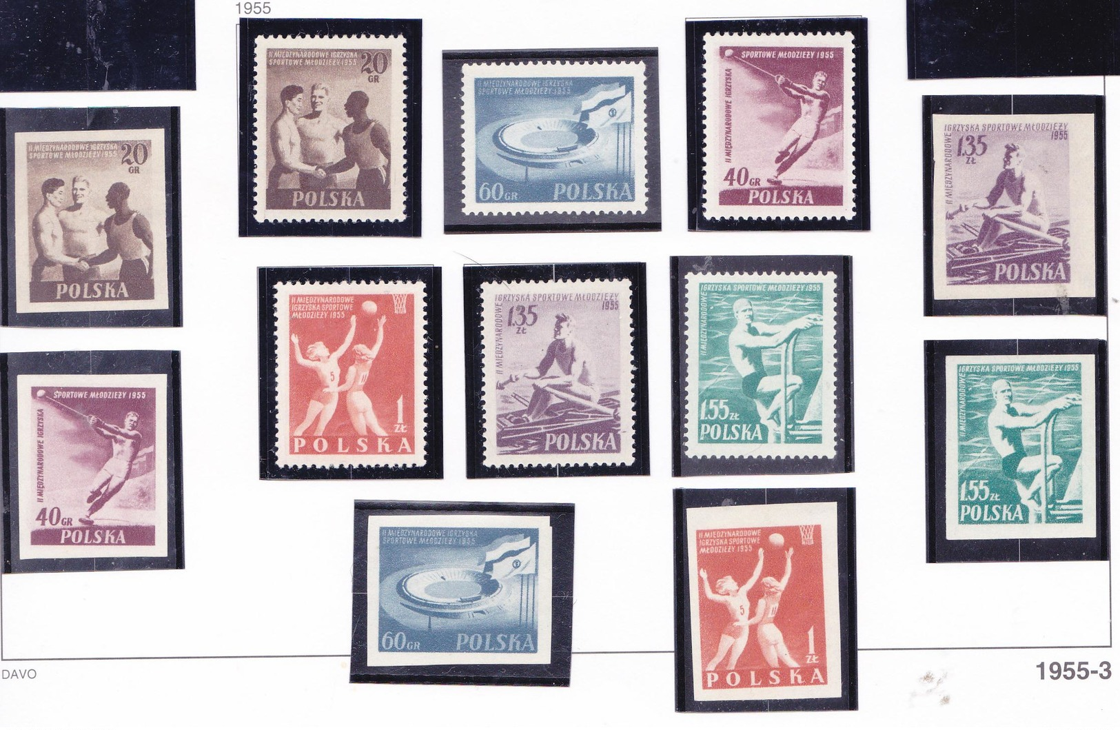 POLOGNE 1955 SPORTS 827 A 832 + ND**MNH - Unused Stamps