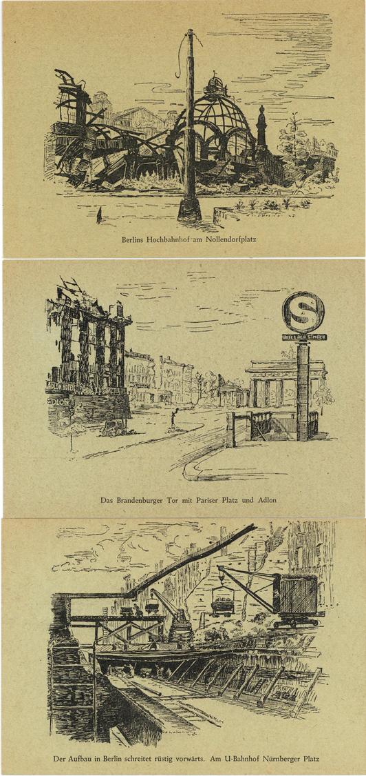 WK II Berlin Nach Dem 1000 Jähr. Reich 6 Künstler-Karte Sign. Krönke, Hans Mit Orign. Umschlag I-II - Oorlog 1939-45