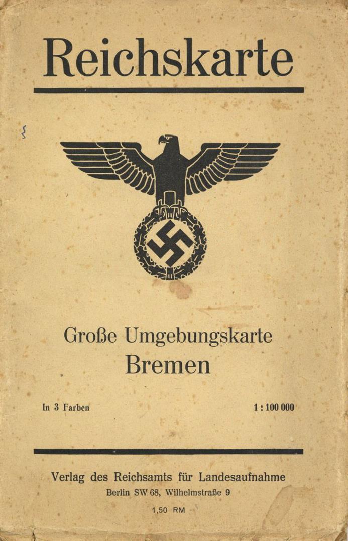 WK II Bremen (2800) Reichskarte Große Umgebungskarte II (kleine Einrisse, Fleckig) - Oorlog 1939-45