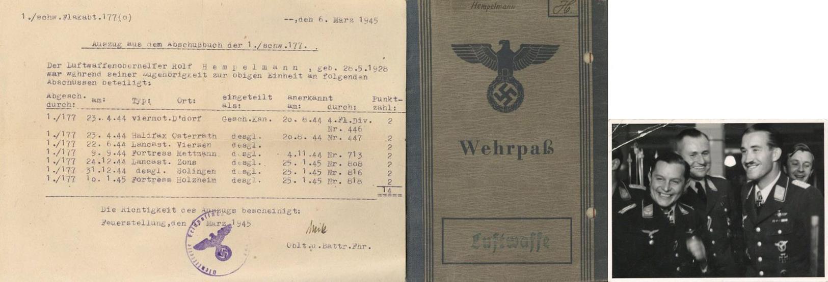 WK II Dokumente Eines Soldaten Der Luftwaffe 1 Wehrpass, 1 Abschuss-Liste Sowie Ein Foto Mit Mölders - Oorlog 1939-45