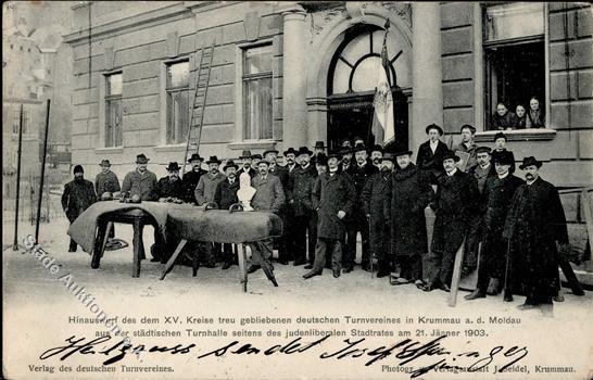 Judaika - Hinauswurf D. Deutschen Turnvereins KRUMMAU,Moldau Aus Der Städtischen Turnhalle Vom Judenliberalen Stadtrat 2 - Jodendom