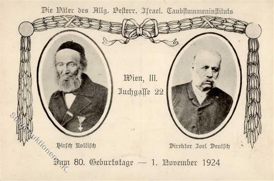 Judaika - WIEN - Jubiläumskarte Österr. ISRAELITISCHES Taubstummeninstitut 1924 I-II Judaisme - Jodendom