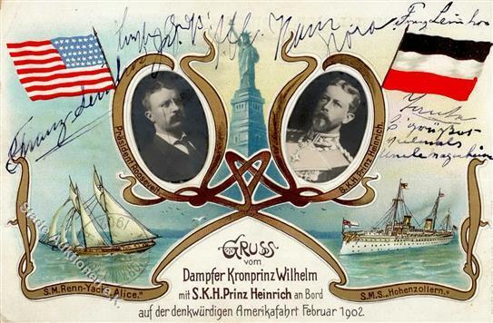 Marine Dampfer Kronprinz Wilhelm Mit Prinz Heinrich An Bord Amerikafahrt 1902 I-II - Andere & Zonder Classificatie