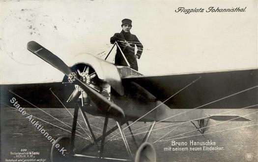 Sanke, Pilot Johannisthal (O1197) Nr. 229 Bruno Hanuschke Mit Seinem Eindecker 1914 I-II (fleckig) - Andere & Zonder Classificatie