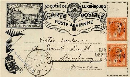 LUXEMBURG - BALLON-So-Karte Mit S-o 8.9.1927 I - Other & Unclassified