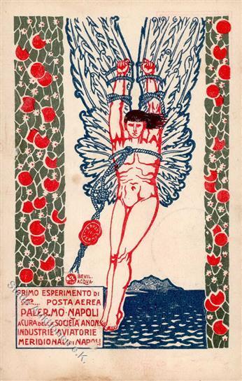 Flugpost Erste Luftpost Palermo Napoli Künstlerkarte 1917 I-II - Andere & Zonder Classificatie