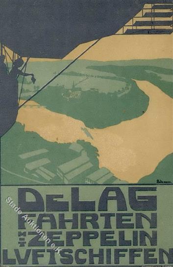 Zeppelin Deutschland Sign. Wiemann 1914 I-II Dirigeable - Luchtschepen