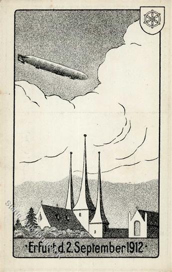 Zeppelin Erfurt (o-5000) 1912 Künstler-Karte I-II Dirigeable - Luchtschepen