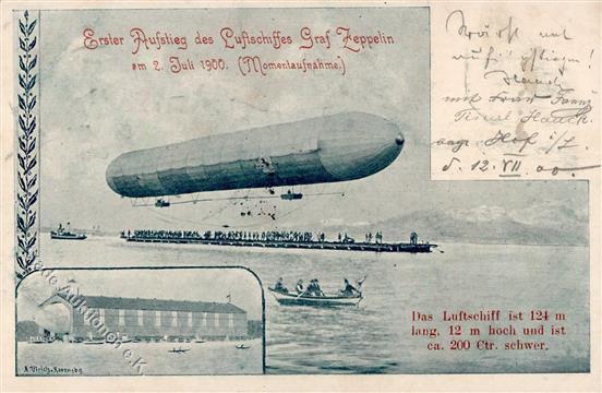 Zeppelin Erster Aufstieg Sign. Ulrich, A. Künstlerkarte 1900 I-II (fleckig) Dirigeable - Luchtschepen