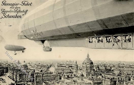 Zeppelin Passagier Luftschiff Schwaben 1911 I-II Dirigeable - Aeronaves