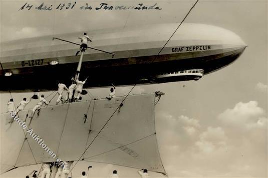 Zeppelin Travemünde (2401) Graf Zeppelin überfliegt Auf Seiner Ostseefahrt Das Schulschiff Großherzogin Elisabeth I Diri - Luchtschepen