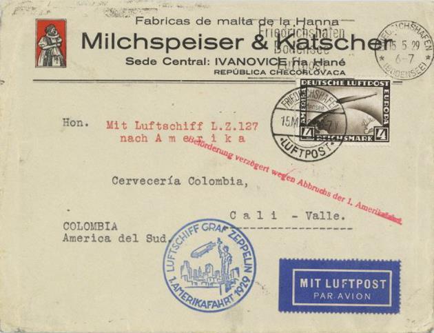 ZEPPELINPOST Sieger 26 A - Zeppelinfirmenbrief  1.Amerikafahrt 1929 Mit DR 424 EF, Gepr. Schlegel I-II - Luchtschepen