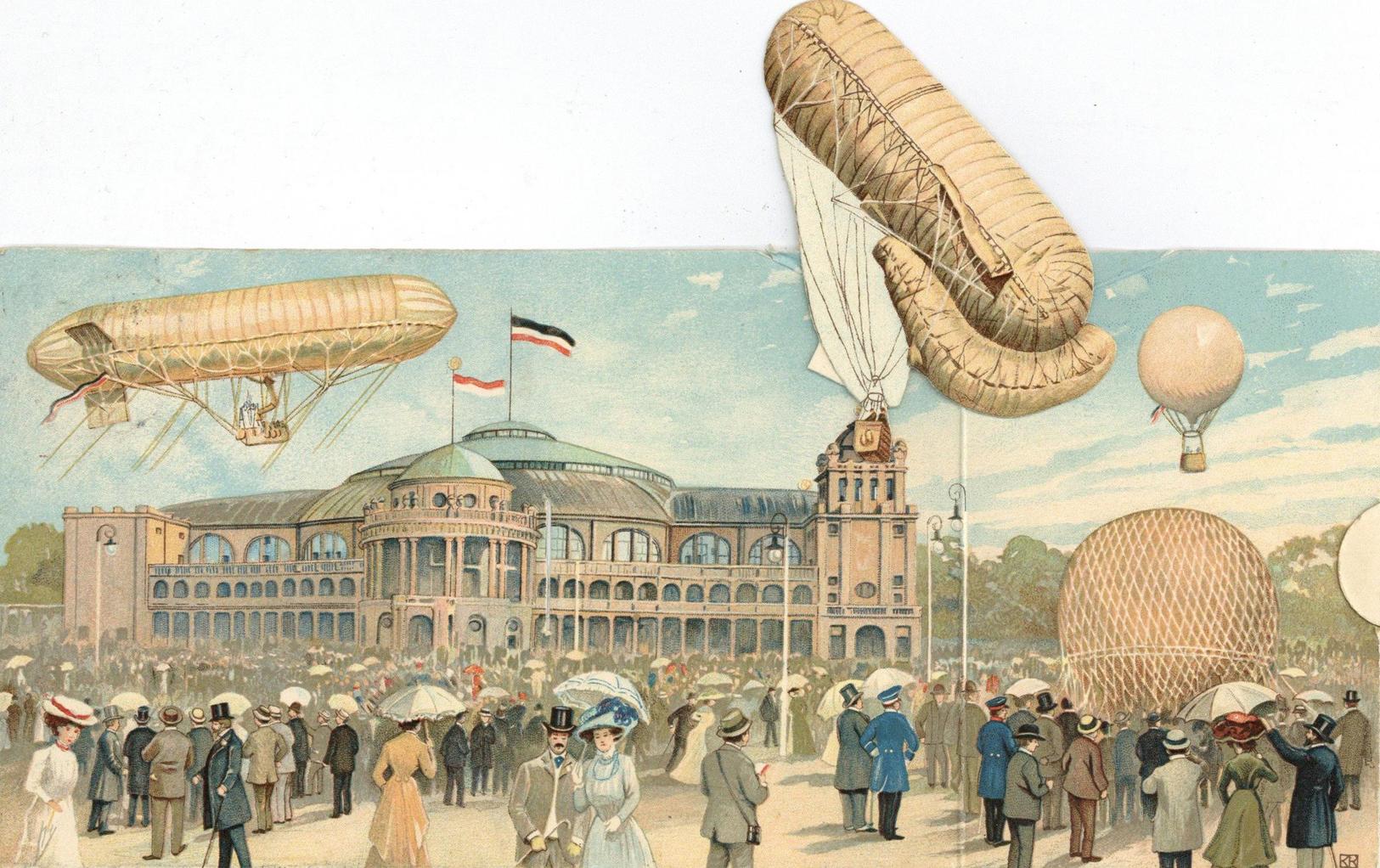 ILA Frankfurt (6000) 1909 Mechanik Klapp-Karte I-II - Luchtschepen