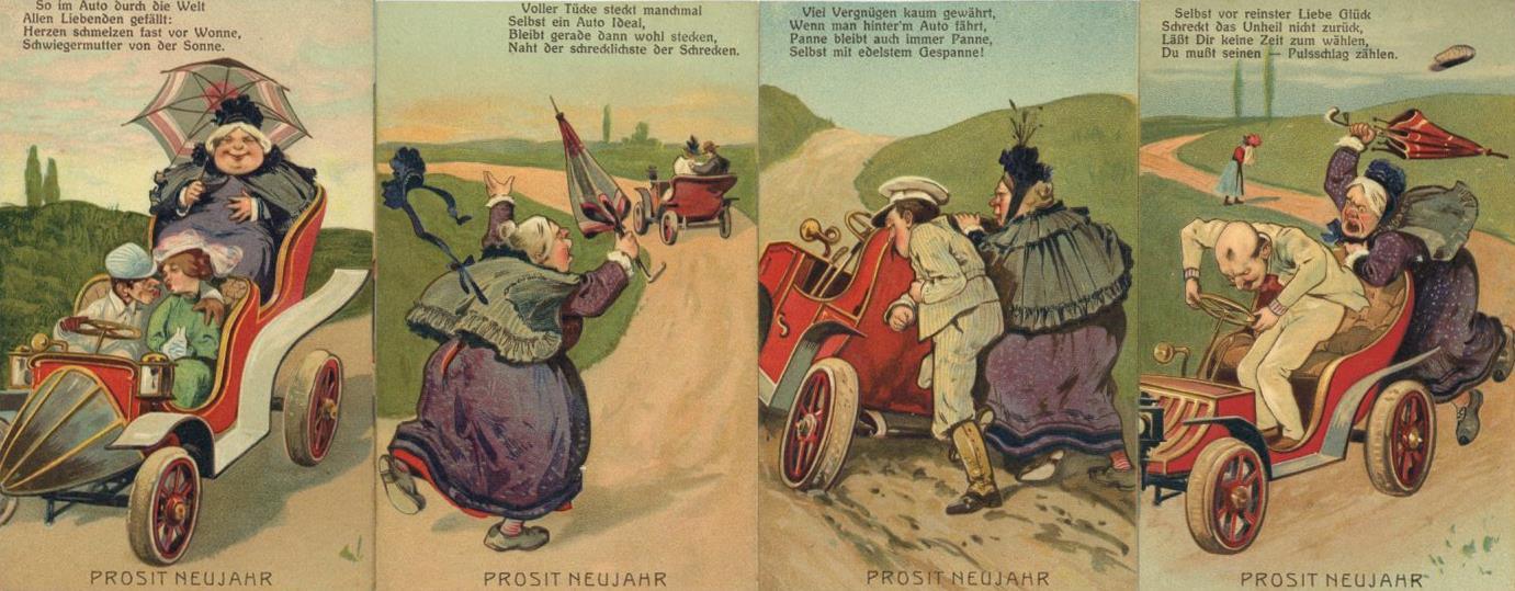 Auto Humor 4'er Set Präge-Karten I-II - Andere & Zonder Classificatie