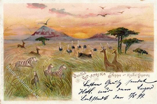 Kolonien Deutsch Ostafrika Steppe Am Kilimandscharo Lithographie 1899 I-II Colonies - Zonder Classificatie