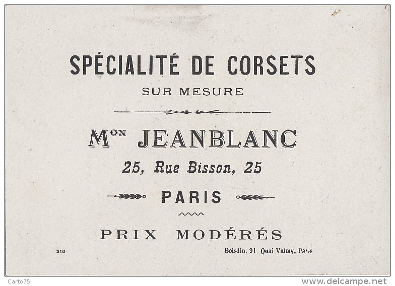 Chromos - Magasin De Corsets Jeanblanc 25 Rue Bisson Paris - Jeune Fille Ombrelle Chapeau - Other & Unclassified