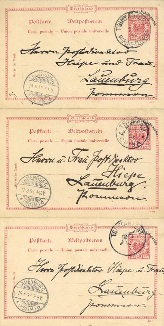 Deutsche Post China Lot Mit 4 Ganzsachen Tsingtau 1898 I-II - Zonder Classificatie