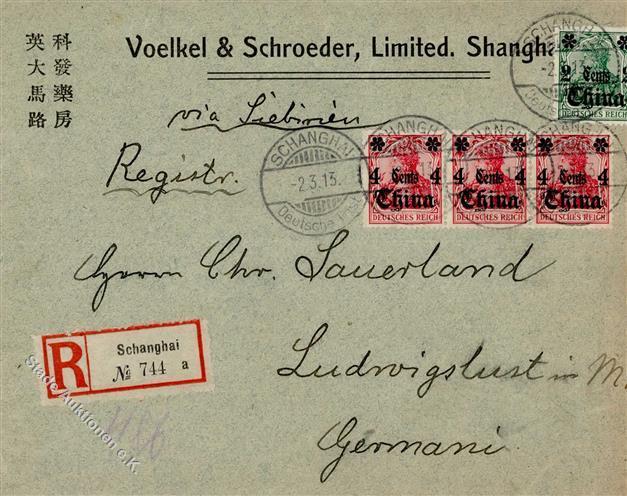 Deutsche Post China SHANGHAI 2.3.13 Firmen R-Brief Nach Ludwigslust Via Sibirien I-II - Zonder Classificatie