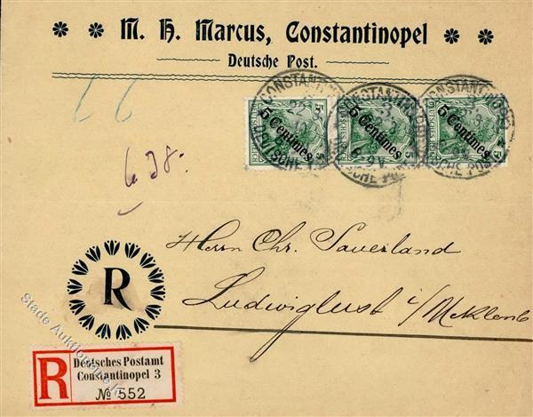 Deutsche Post Türkei CONSTANTINOPEL 22.3.10 R-Brief I-II - Zonder Classificatie