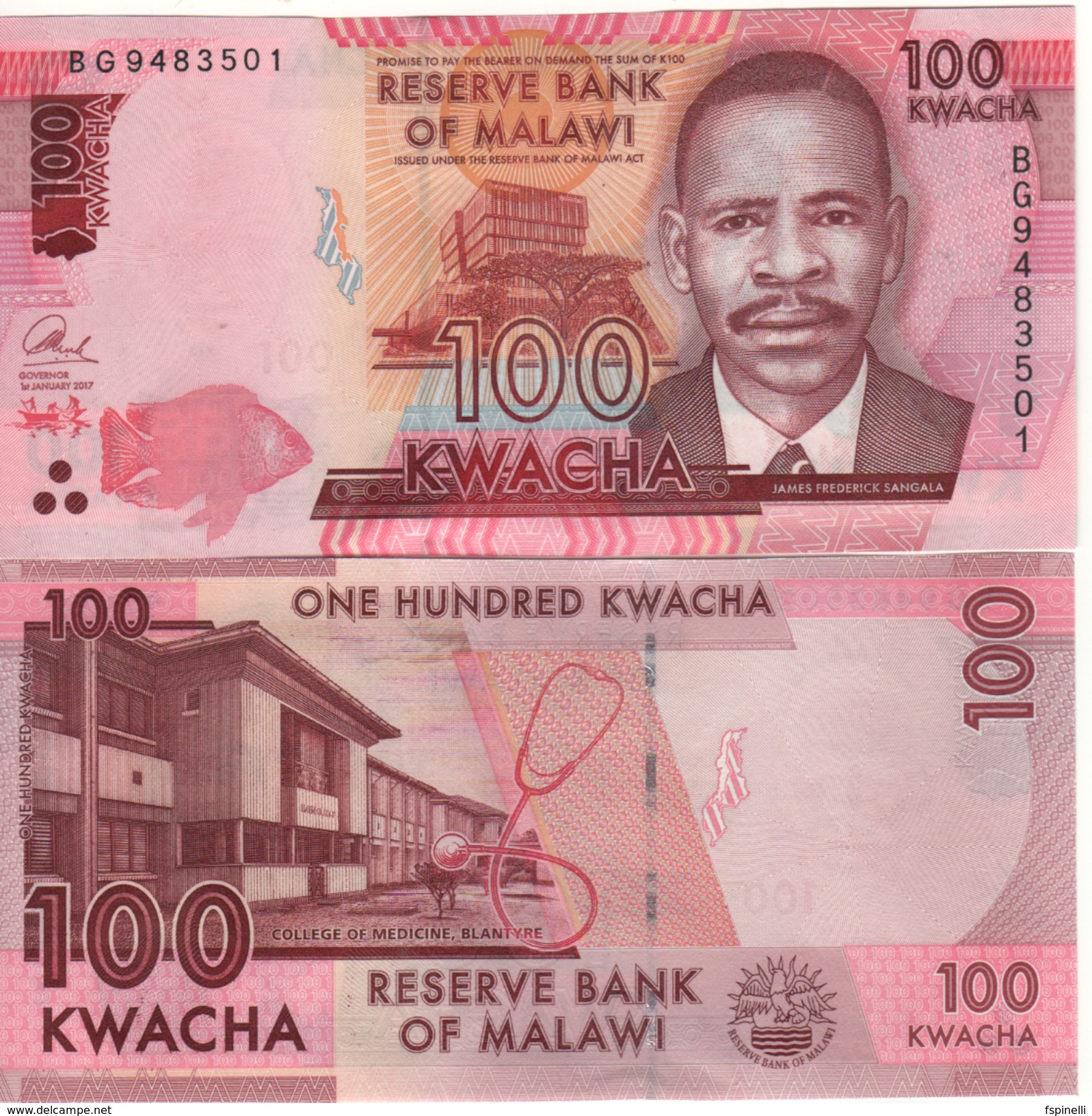 MALAWI  New Date   100 Kwacha   Dated   1st January 2017  UNC    ( P65c ) - Malawi