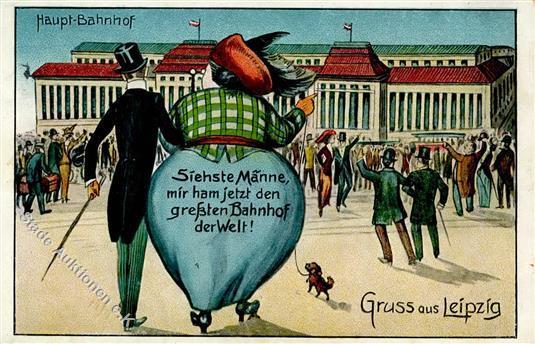 Typen Dicke Frau Humor Bahnhof Leipzig Künstler-Karte 1915 I-II - Zonder Classificatie