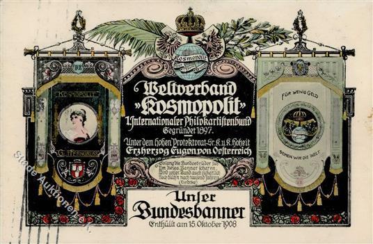 AK-GESCHICHTE - 1. Int. Philokartistenbund WELTVERBAND KOSMOPOLIT NÜRNBERG I-II - History