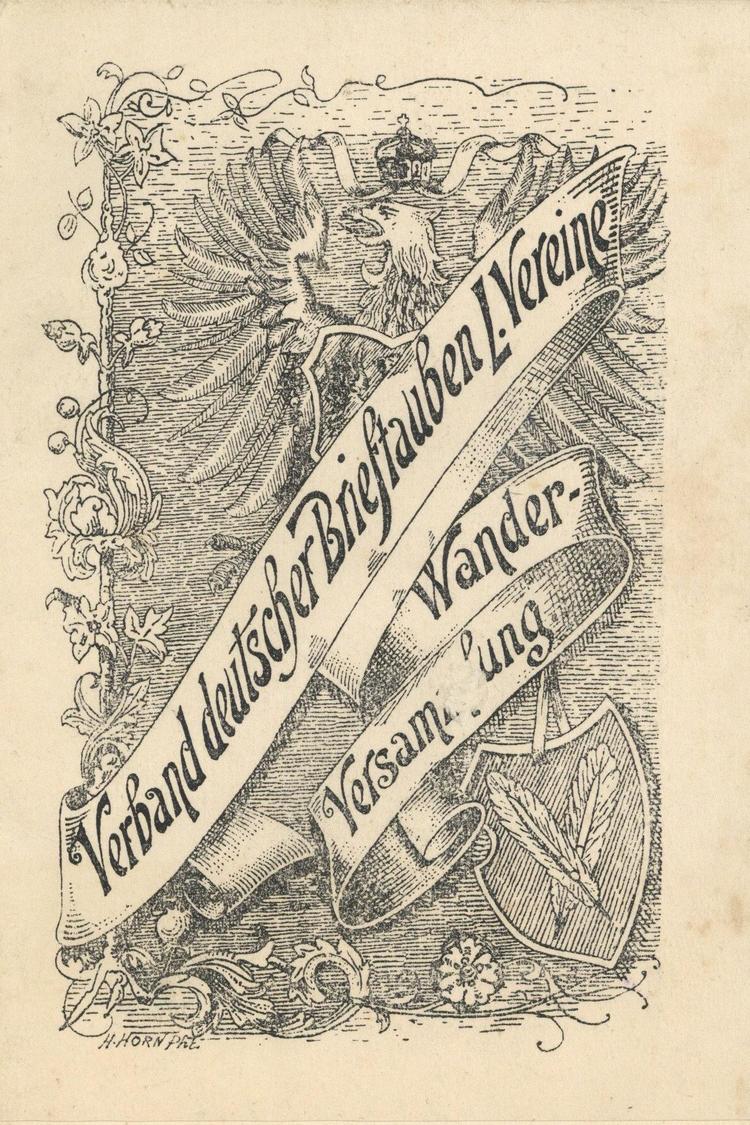BRIEFTAUBEN - Ausweis-Klappkarte - Wander-Versammlung D. VERBAND DEUTSCHER BRIEFTAUBEN L. VEREINE ESSEN 1918 (bildseitig - Post