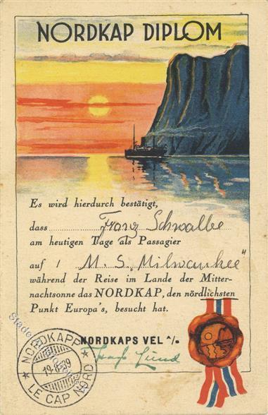 POLAR - NORDKAP-Schiffs-Klappkarte 1939 I-II - Andere & Zonder Classificatie