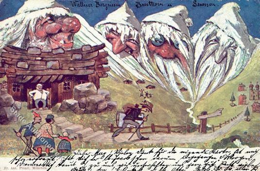 Berggesicht Sign. Hansen Walliser Bergriesen Breithorn U. Genossen Künstlerkarte 1899 I-II - Vertellingen, Fabels & Legenden