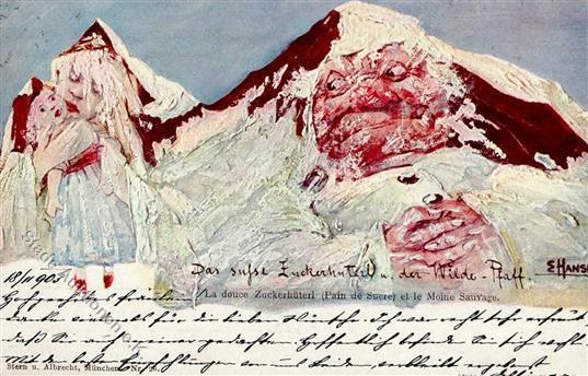 Berggesichter Sign. Hansen Das Süße Zuckerhütl U. Der Wilde Pfaff Künstler-Karte 1908 I-II Face à La Montagne - Vertellingen, Fabels & Legenden