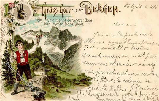 Gruss Aus Den Bergen Litho 1897 I-II Montagnes - Andere & Zonder Classificatie