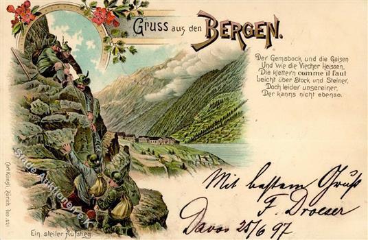 Gruss Aus Den Bergen Litho 1897 I-II (Bug) Montagnes - Andere & Zonder Classificatie