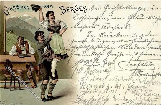 Gruss Aus Den Bergen Litho 1898 I-II (fleckig) Montagnes - Andere & Zonder Classificatie
