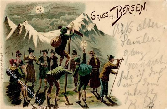 Gruss Aus Den Bergen Litho 1899 I-II (Abschürfung) Montagnes - Andere & Zonder Classificatie