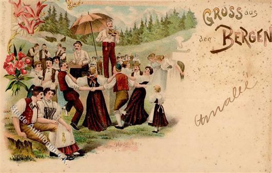 Gruss Aus Den Bergen Litho 1903 I-II (fleckig) Montagnes - Andere & Zonder Classificatie