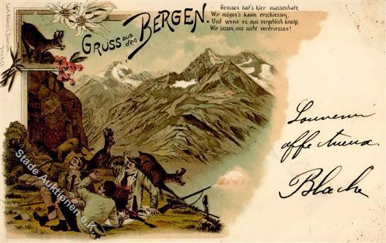 Gruss Aus Den Bergen Litho 1903 II (beschnitten, Fleckig) Montagnes - Autres & Non Classés
