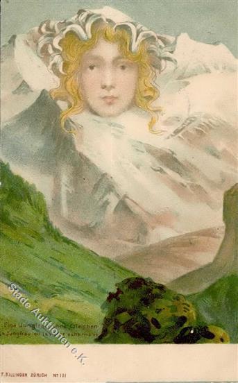 Berggesichter Eine Jungfrau Ohne Gleichens 1898 Künstler-Karte I-II Face à La Montagne - Andere & Zonder Classificatie