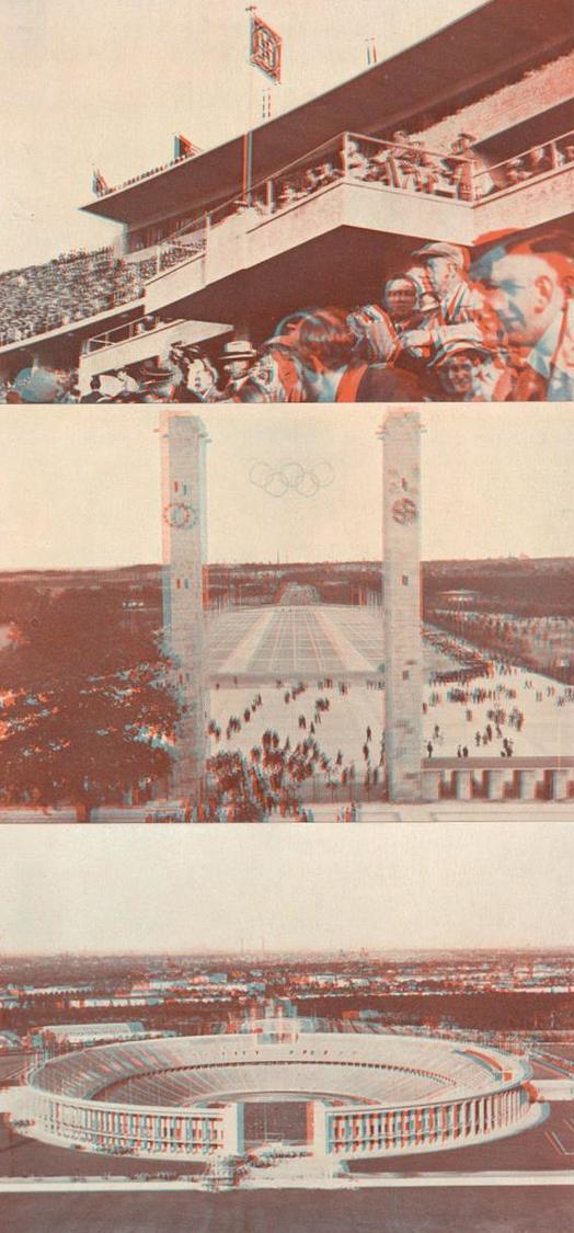 Olympiade 1936 Berlin Lot Mit 3 Stereoskopie-Karten Und Brille I-II - Olympische Spelen